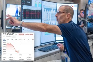Dow falls 350 points as oil jumps above $100 for first time since July
