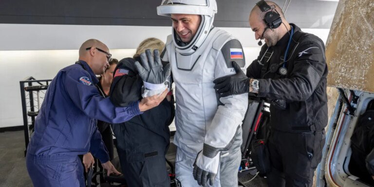 SpaceX’s recovery ship brought back four astronauts to Earth after an eight-month mission