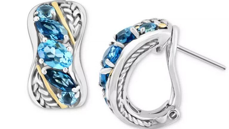 Macy's is selling $849 blue topaz and sterling silver hoop earrings for 73% off